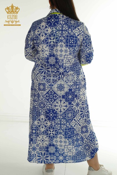Женское платье с рукавами оптом Электрический цвет - 2402-211665 | S&M - Thumbnail