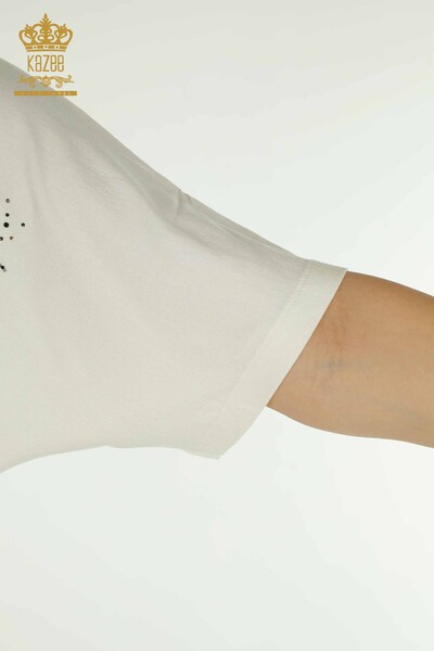Женская блузка оптом с рисунком бабочки цвета экрю - 79364 | КАZЕЕ - Thumbnail