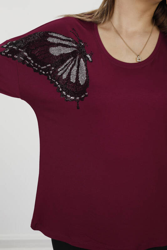 Женская блузка с круглым вырезом и бабочкой оптом - 77971 | КАZЕЕ