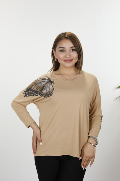 Женская блузка с круглым вырезом и бабочкой оптом - 77971 | КАZЕЕ - Thumbnail