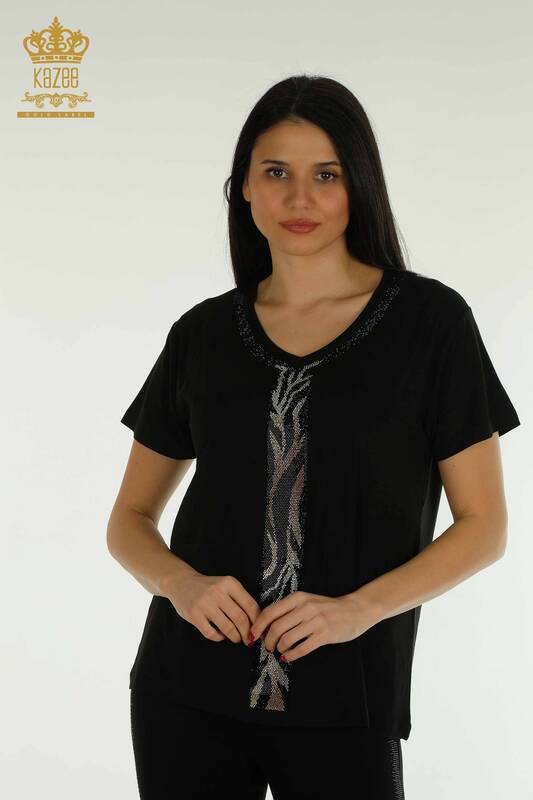 оптом женская блузка с леопардовым принтом черный - 79242 | КАZЕЕ