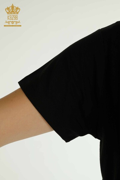 оптом женская блузка с леопардовым принтом черный - 79242 | КАZЕЕ - Thumbnail