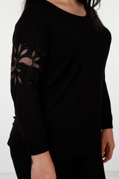 Оптовые женские блузки с рукавами, вышитые камнем - 77928 | КАZЕЕ - Thumbnail