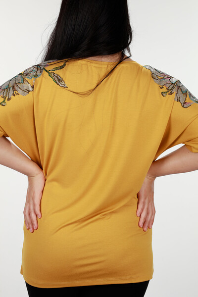 оптом женские блузки с цветочным орнаментом и вышивкой камнем - 78906 | КАZЕЕ - Thumbnail