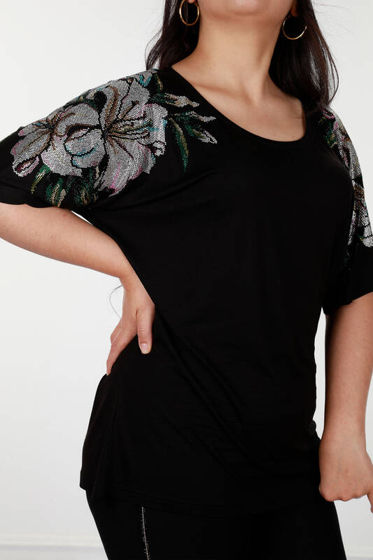 оптом женские блузки с цветочным орнаментом и вышивкой камнем - 78906 | КАZЕЕ