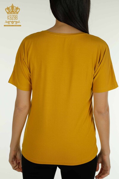 Женская блузка с цветочным узором шафрана оптом - 79049 | КАZЕЕ - Thumbnail