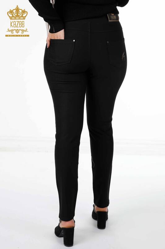 Оптовые женские брюки с карманом, вышитым серебряным хрусталем - 3594 | КАZЕЕ