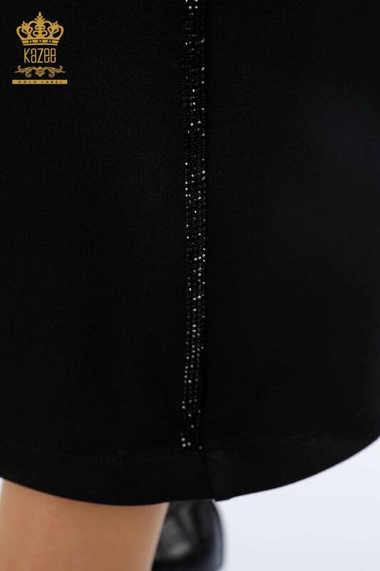 оптовая продажа женская длинная юбка на молнии с боковой полосой с вышивкой камнем - 4150 | КАZЕЕ