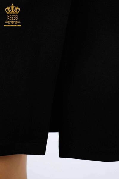 оптовая продажа женская длинная юбка на молнии с боковой полосой с вышивкой камнем - 4150 | КАZЕЕ - Thumbnail