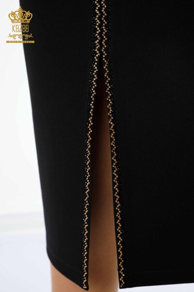 оптовая женская длинная юбка с разрезом и детальной вышивкой цветным камнем - 4189 | КАZЕЕ - Thumbnail