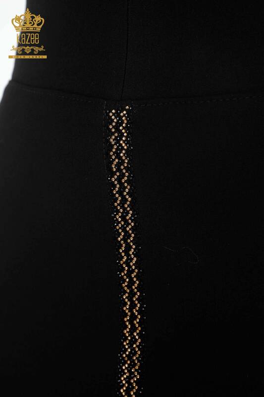 оптовая женская длинная юбка с разрезом и детальной вышивкой цветным камнем - 4189 | КАZЕЕ