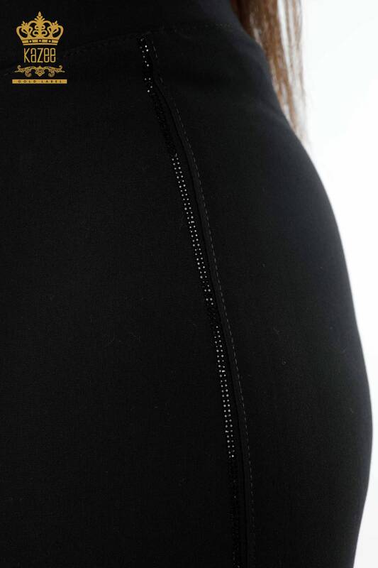 оптовая продажа женская длинная юбка с разрезом в полоску с вышивкой камнем - 4207 | КАZЕЕ