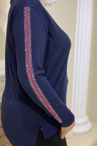 Женский свитер с круглым вырезом и бабочкой оптом - 16460 | КАZEE - Thumbnail
