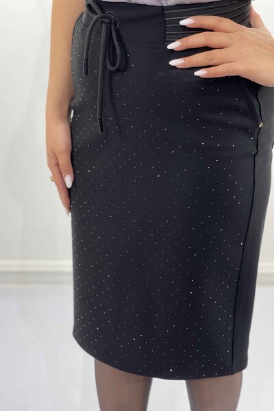 Женская юбка оптом с эластичной резинкой на талии, вышитая камнем - 4146 | КАZЕЕ - Thumbnail