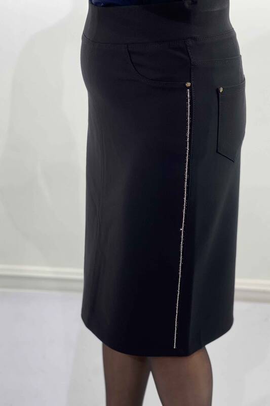 Женская юбка в полоску с вышитым камнем и карманом - 4164 | КАZЕЕ