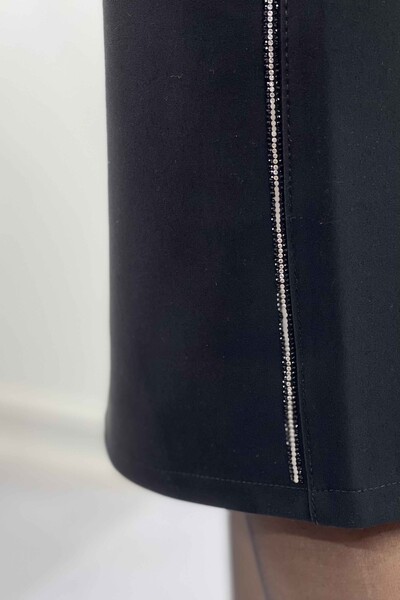 Женская юбка в полоску с вышитым камнем и карманом - 4164 | КАZЕЕ - Thumbnail
