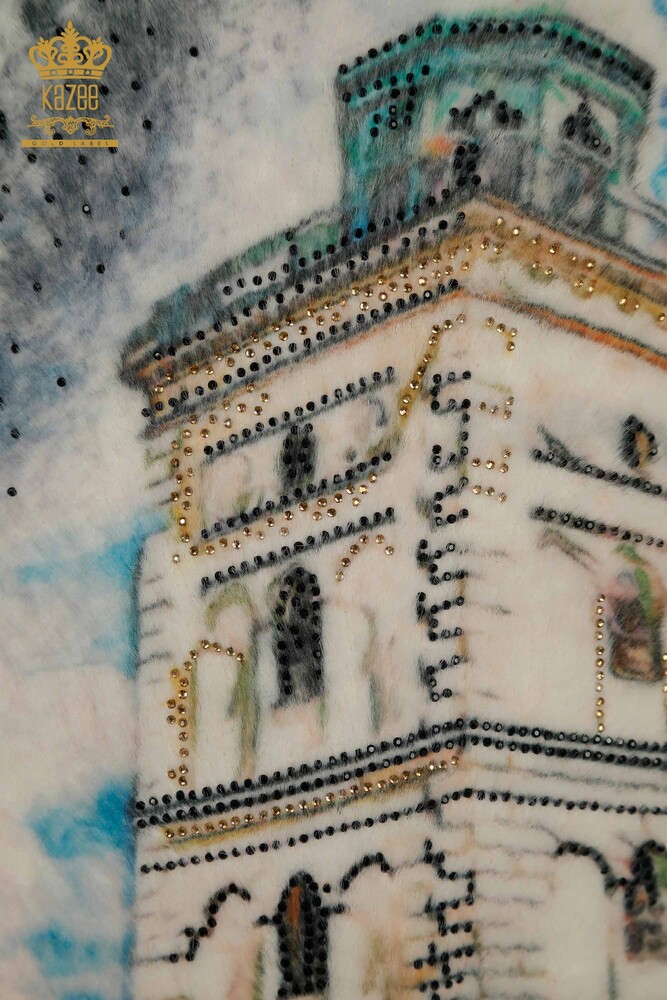 Женский свитер из ангорского трикотажа оптом с длинными рукавами цифровой - 40020 | КАZEE - 3