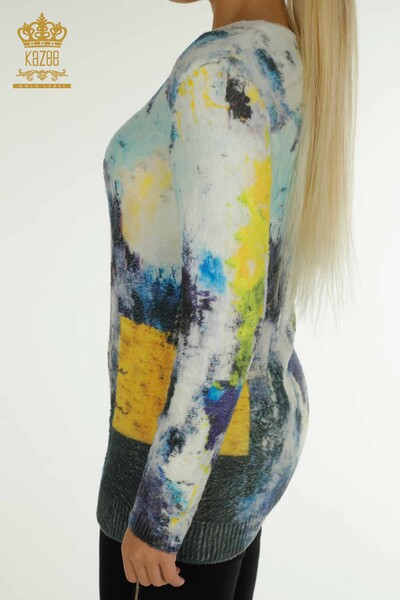 Женский свитер из ангорского трикотажа оптом с цифровой печатью - 40021 | КАZEE - Thumbnail