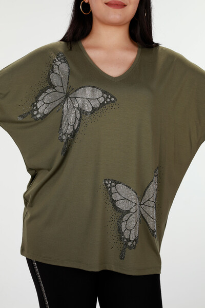 оптом женская блузка бабочка узорчатая вышитые камни - 78877 | КАZЕЕ - Thumbnail