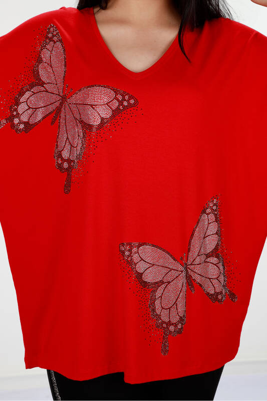 оптом женская блузка бабочка узорчатая вышитые камни - 78877 | КАZЕЕ