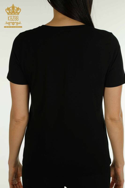 Женская блузка базового черного цвета оптом - 79562 | КАZEE