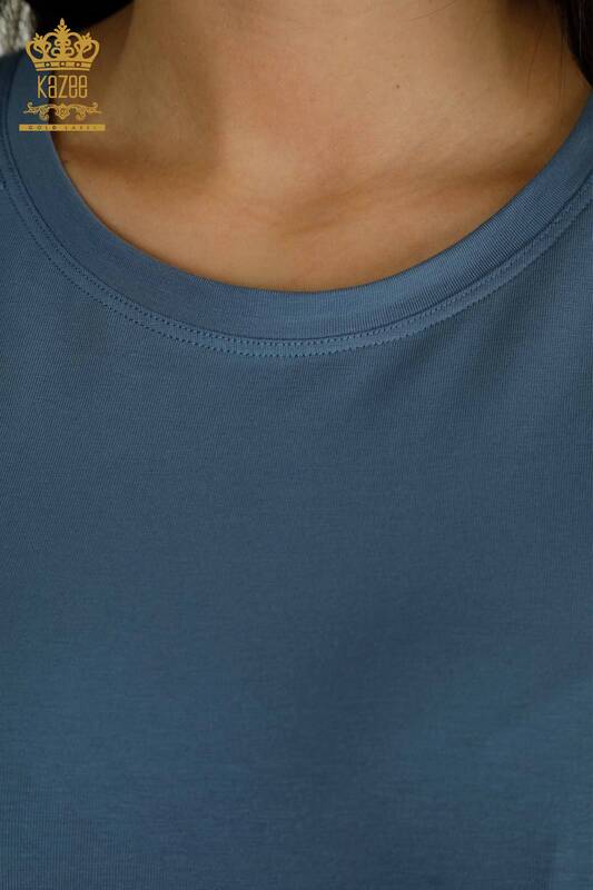 Женская блузка базового цвета индиго оптом - 79562 | КАZEE