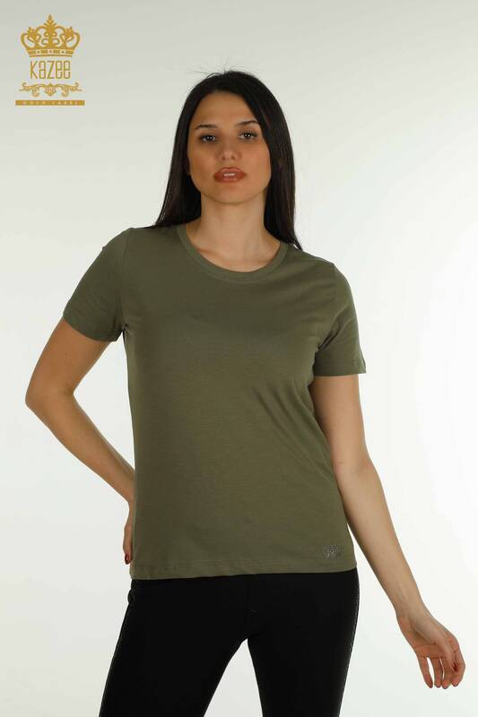 Женская блузка базового цвета хаки оптом - 79562 | КАZEE