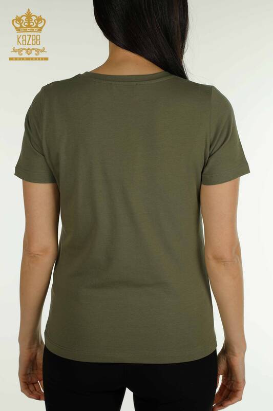 Женская блузка базового цвета хаки оптом - 79562 | КАZEE