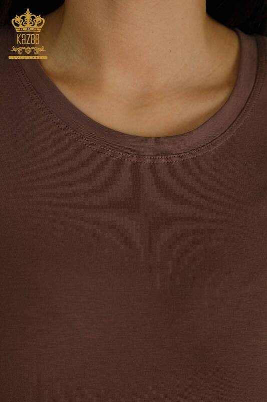 Женская блузка базового коричневого цвета оптом - 79562 | КАZEE