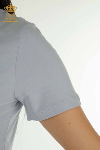 Женская блузка базового синего цвета оптом - 79562 | КАZEE - 4