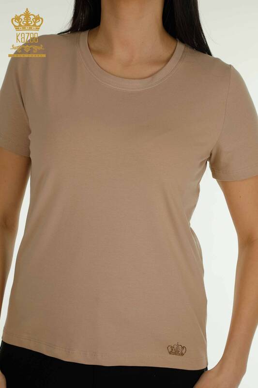 Женская блузка базового цвета темно-бежевого цвета оптом - 79562 | КАZEE