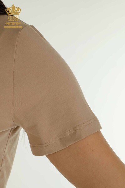 Женская блузка базового цвета темно-бежевого цвета оптом - 79562 | КАZEE - Thumbnail