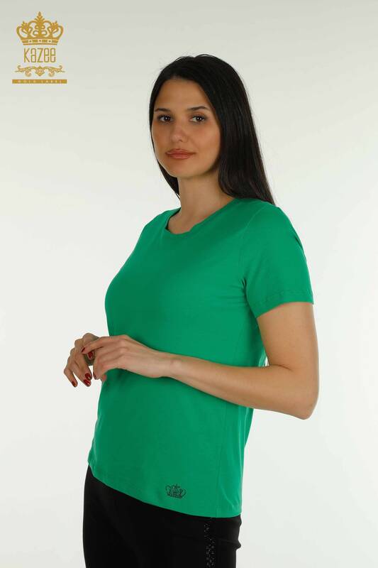 Женская блузка базового зеленого цвета оптом - 79562 | КАZEE