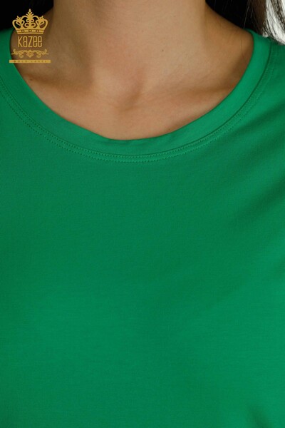 Женская блузка базового зеленого цвета оптом - 79562 | КАZEE - Thumbnail