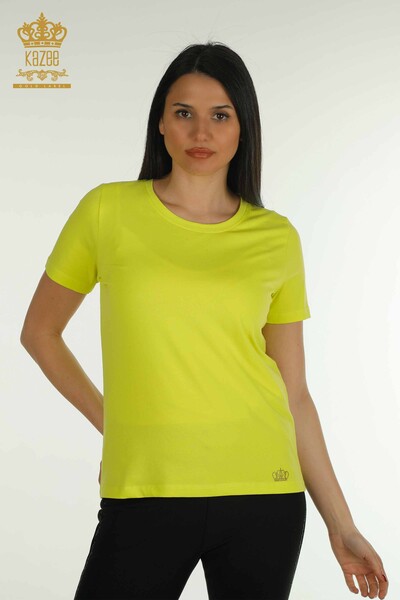 Женская блузка базового желтого цвета оптом - 79562 | КАZEE - Thumbnail