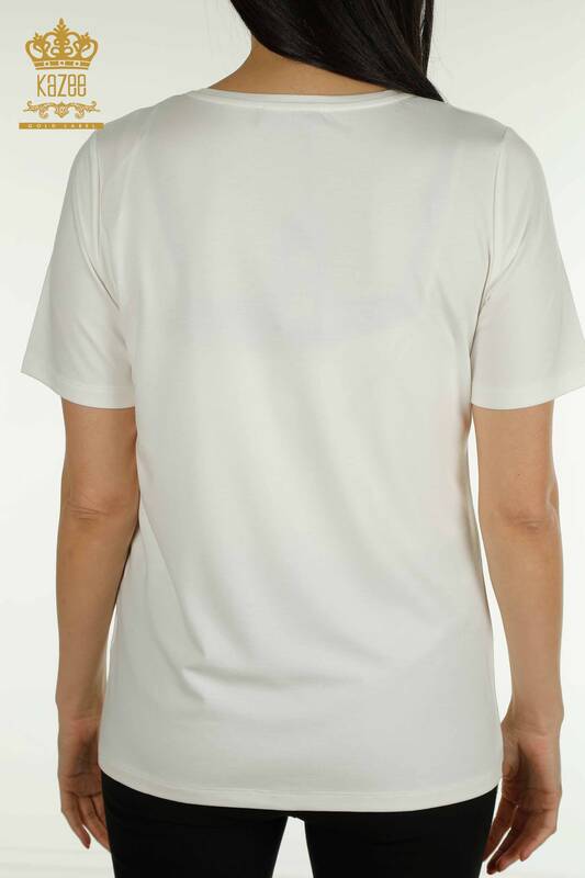Женская блузка с буквами цвета экрю оптом - 79548 | КАZEE
