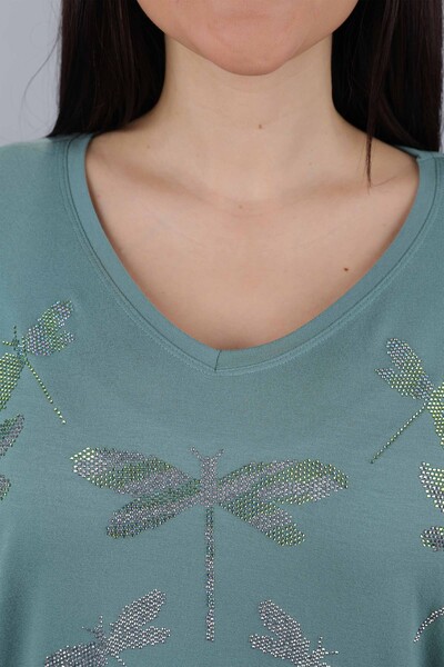 оптовая продажа женской модели стрекозы с вышивкой из чесаного хлопка - 77877 | КАZЕЕ - Thumbnail