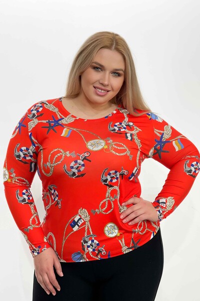 Женская блузка с длинным рукавом с цифровым рисунком - 77768 | КАZЕЕ - Thumbnail