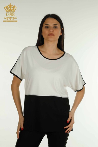 Kazee - Женская блузка двух цветов оптом, черная - 79533 | КАZEE