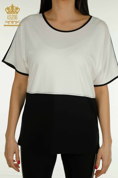 Женская блузка двух цветов оптом, черная - 79533 | КАZEE - Thumbnail