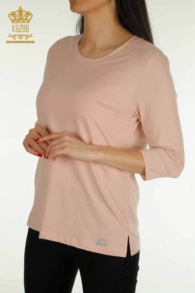 Женская блузка с вышивкой камнями оптом - 79565 | КАZEE - Thumbnail