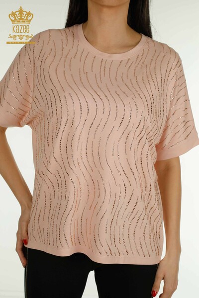 Женская блузка оптом с вышивкой камнями - 79651 | КАZEE - Thumbnail