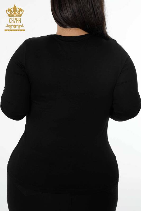 Оптовая Женская Блузка Вышитая Камнем Цветочный Узор Вискоза - 79001 | КАZЕЕ