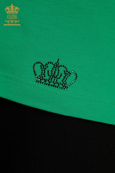 Женская блузка с вышивкой оптом, зеленая - 79565 | КАZEE - Thumbnail