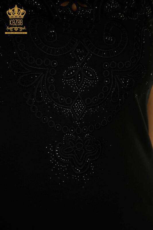 Женская блузка с вышивкой оптом, черная - 79468 | КАZEE