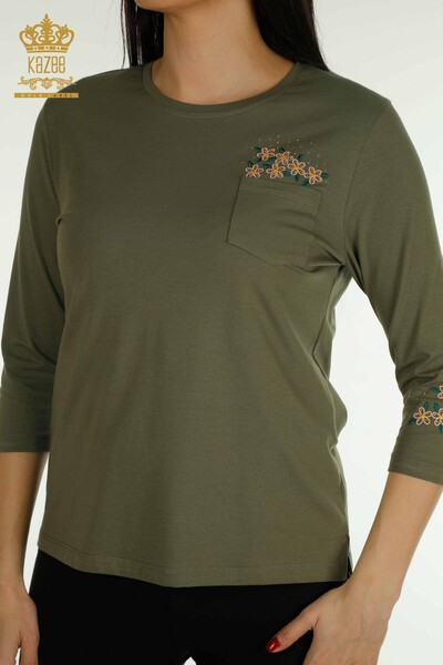 Kazee - Женская блузка с карманами оптом цвета хаки - 79477 | КАZEE (1)