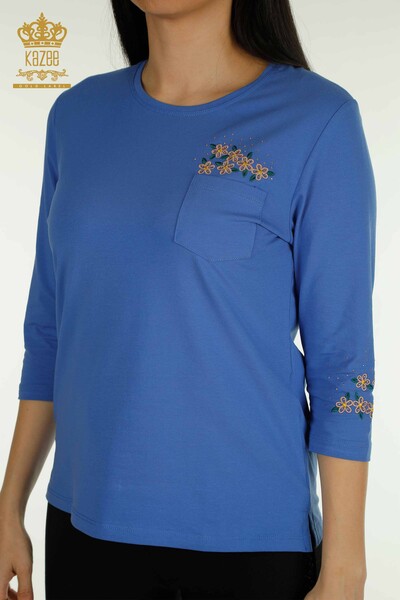 Kazee - Женская блузка с карманами оптом, электрический цвет - 79477 | КАZEE (1)