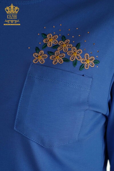 Женская блузка с карманами оптом, электрический цвет - 79477 | КАZEE - Thumbnail (2)