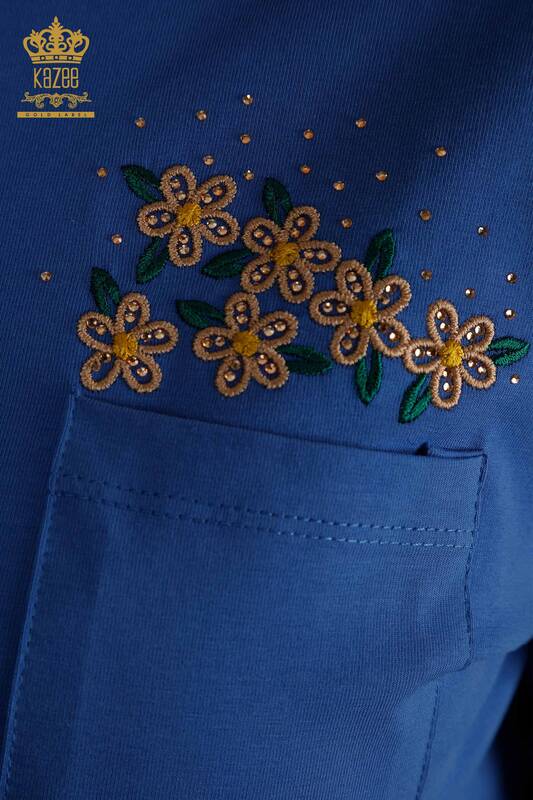 Женская блузка с карманами оптом, электрический цвет - 79477 | КАZEE