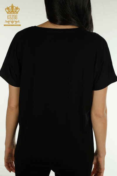 Женская блузка с карманами оптом, черная - 79140 | КАZEE - Thumbnail